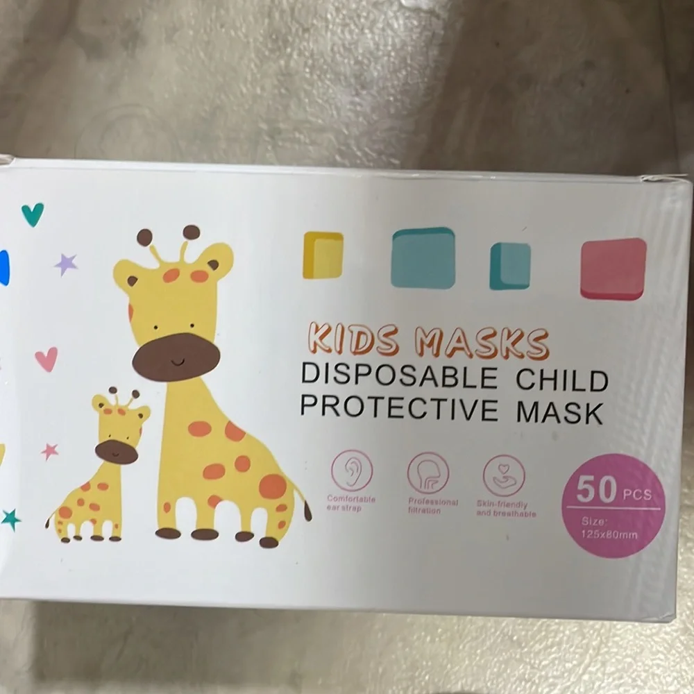 NEW UN-OPENED Kids Disposable Face Mask - 50 Piece Box
